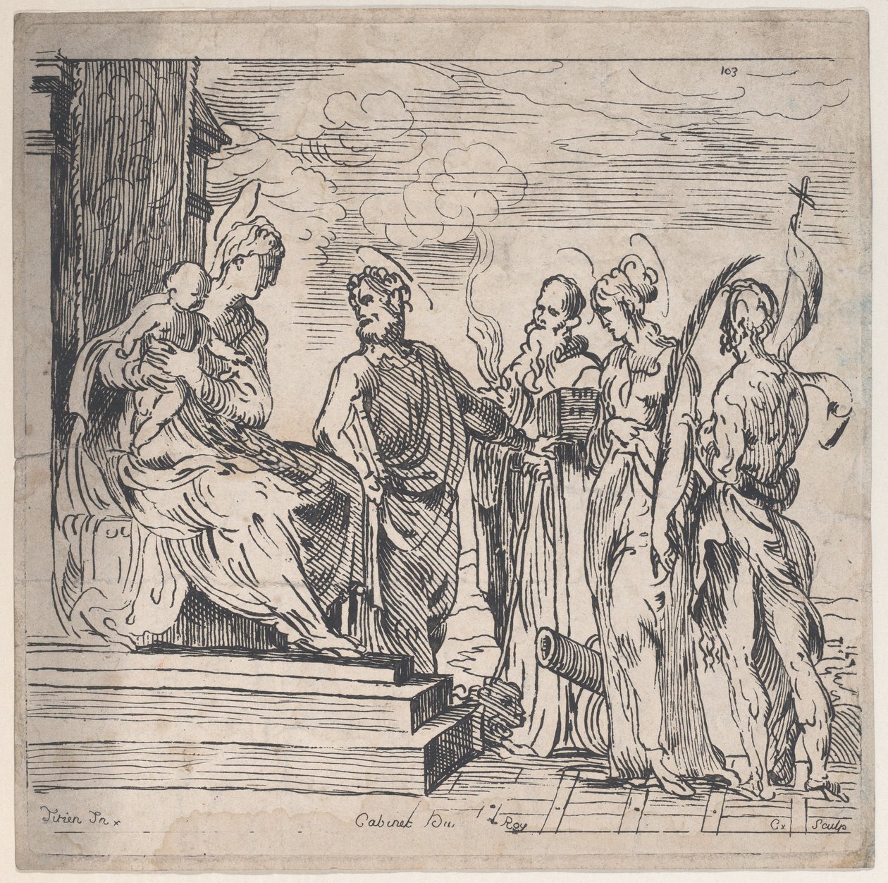 Virgem e Menino com Quatro Santos, século XVIII. de Anne Claude Philippe de Caylus