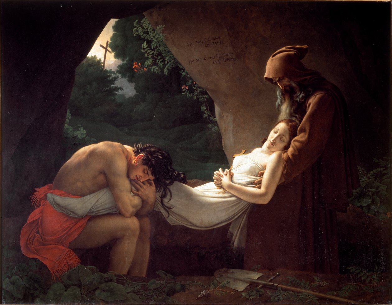 Atala na tumba ou funeral de Atala de Anne Louis Girodet de Roucy Trioson
