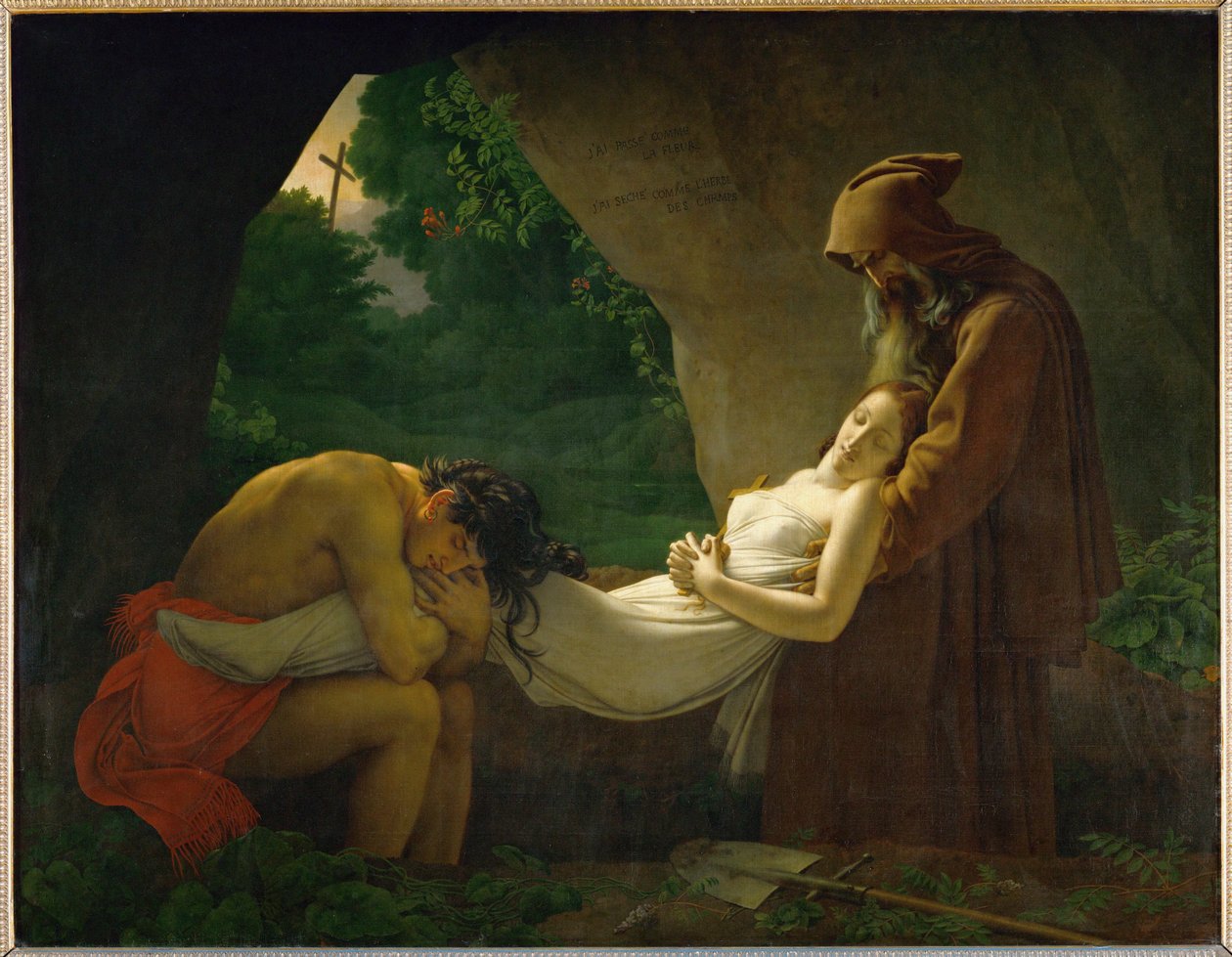 Atala au Tombeau, também conhecido como o funeral de Atala ... de Anne Louis Girodet de Roucy Trioson