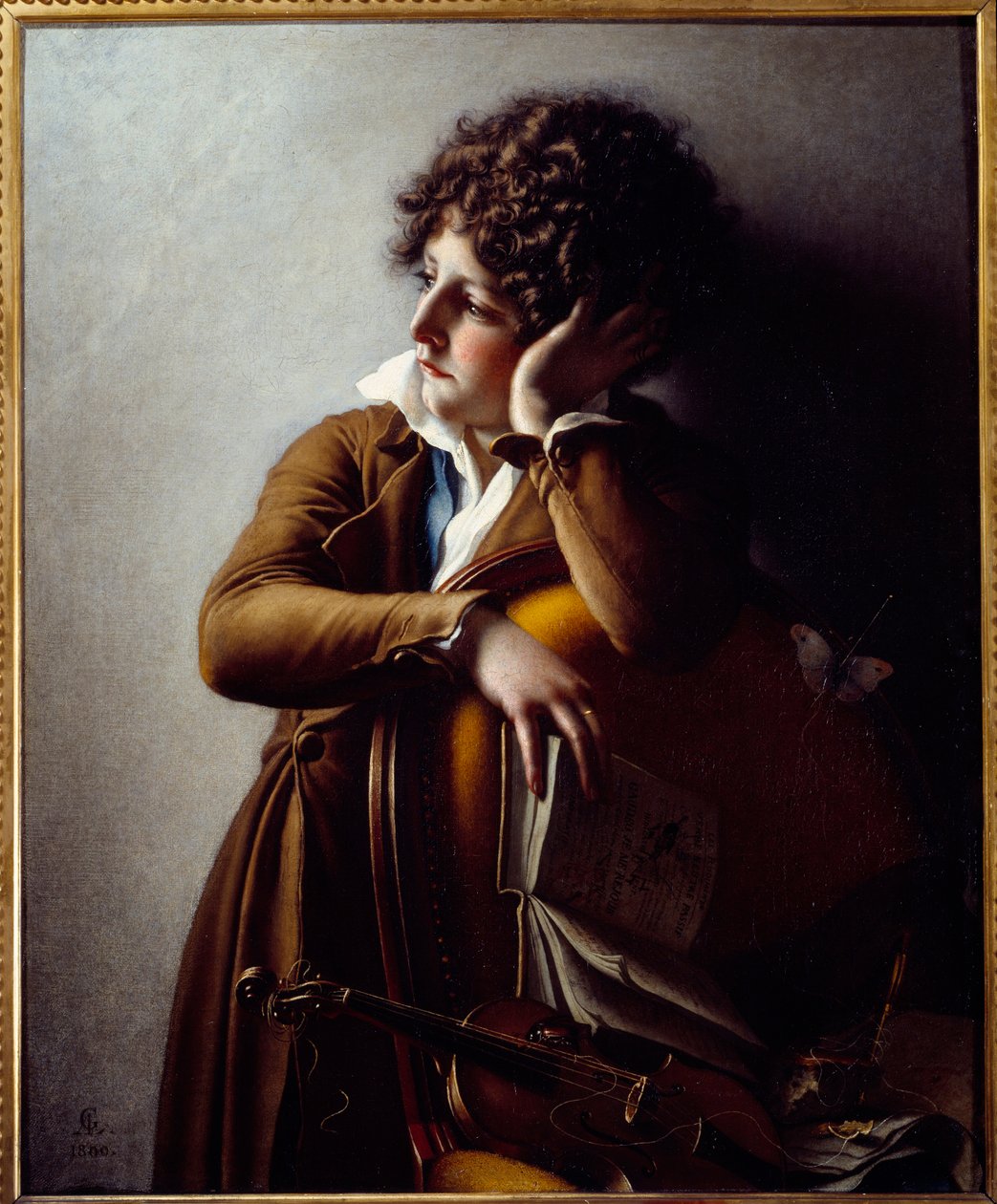 Retrato do jovem Romainville Trioson, filho do Dr. Benoit François Trioson. Pintura de Anne Louis Girodet de Roucy-Trioson (Anne-Louis Girodet de Roucy Trioson) de Anne Louis Girodet de Roucy Trioson