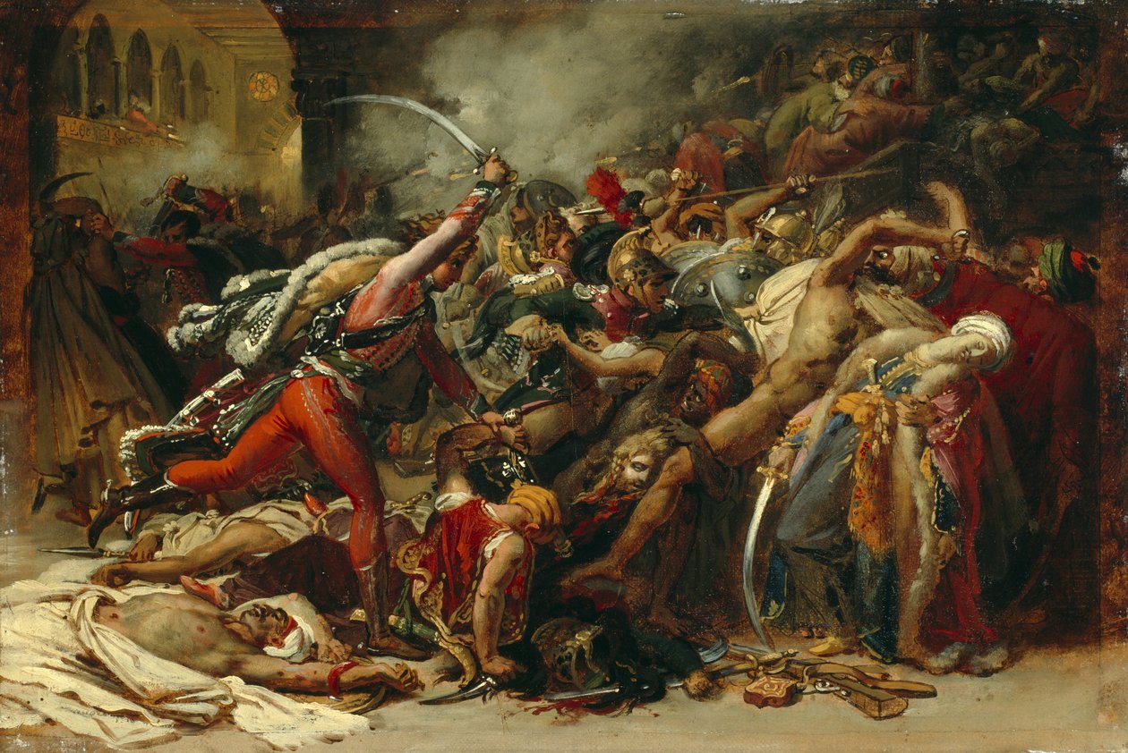 A revolta do Cairo, c.1810 de Anne Louis Girodet de Roucy Trioson