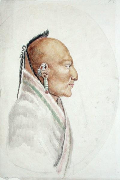 Cachasunghia, Chefe do Little Osage (aguarela sobre papel) de Anne Marguerite Hyde de Neuville