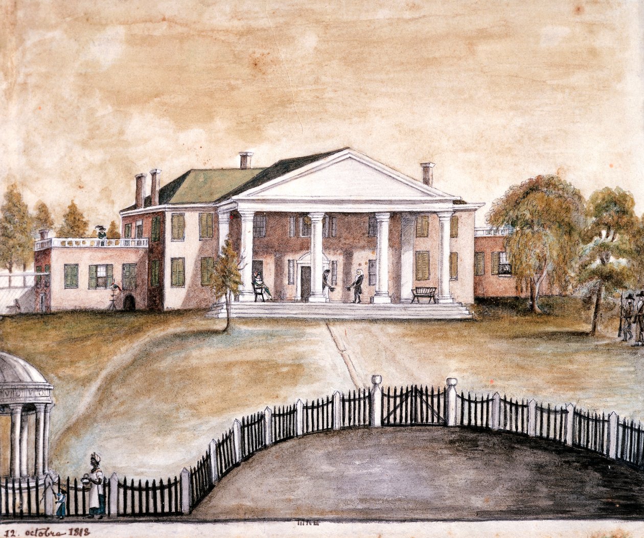 Casa do Presidente James Madison em Montpelier, Virgínia. de Anne Marguerite Hyde de Neuville