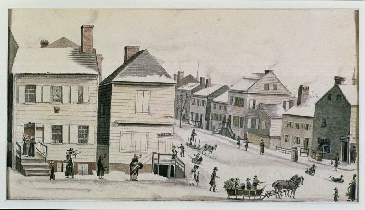 O canto de Warren e Greenwich Street, 1809 de Anne Marguerite Hyde de Neuville