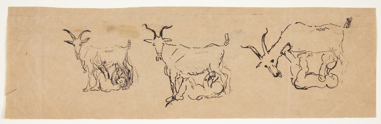 Zeus criança amamentando a cabra. 3 estudos. de Anne Marie Carl Nielsen