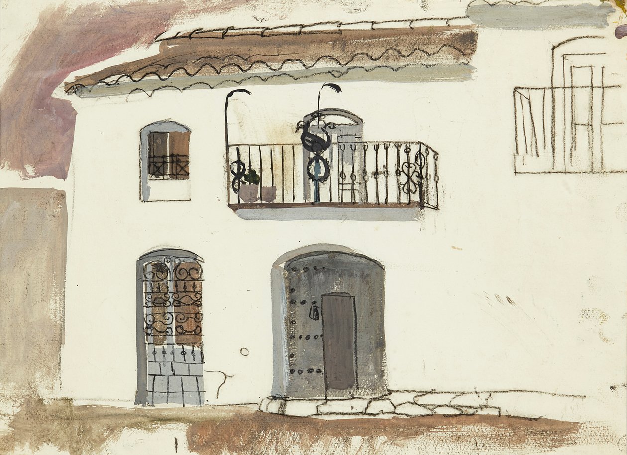 Uma casa espanhola (giz e gouache) de Anne Redpath