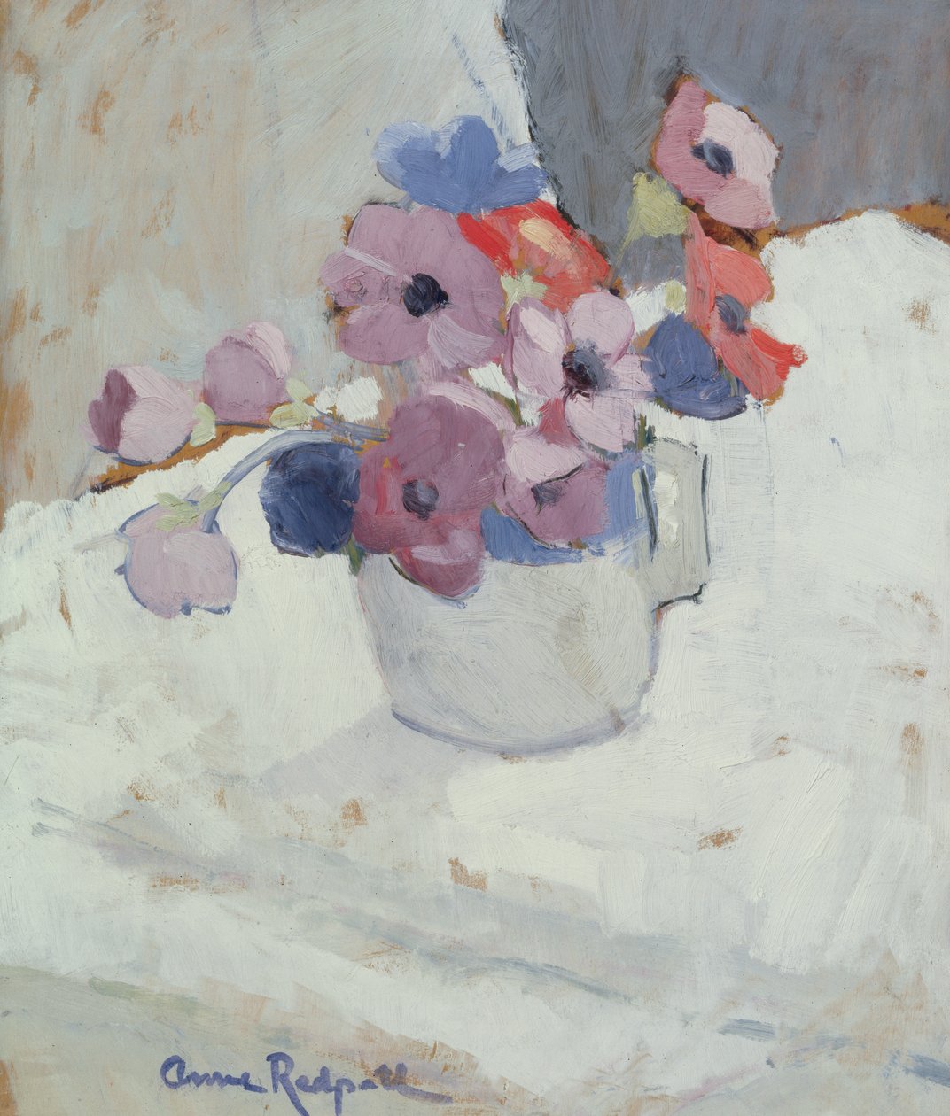 Anémonas, c.1940 (óleo sobre painel) de Anne Redpath