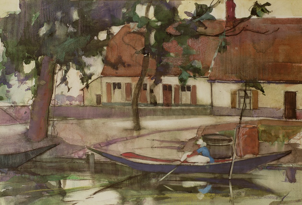 Barco num Canal, Aldeia Francesa de Anne Redpath