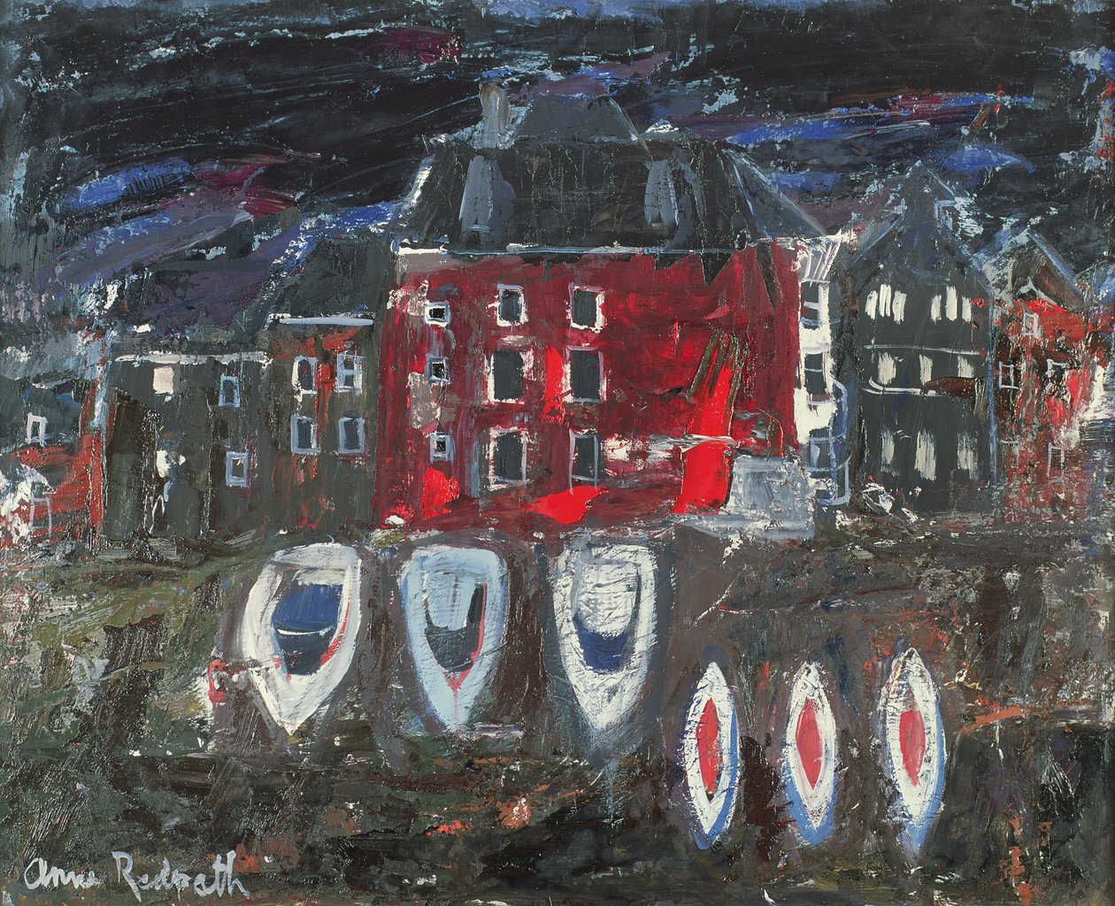 Estaleiro de barcos, Amsterdão (petróleo a bordo) de Anne Redpath