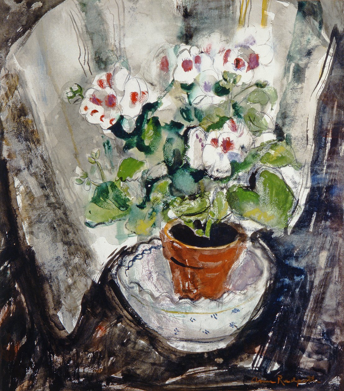 Pelargonium (aguarela sobre papel) de Anne Redpath