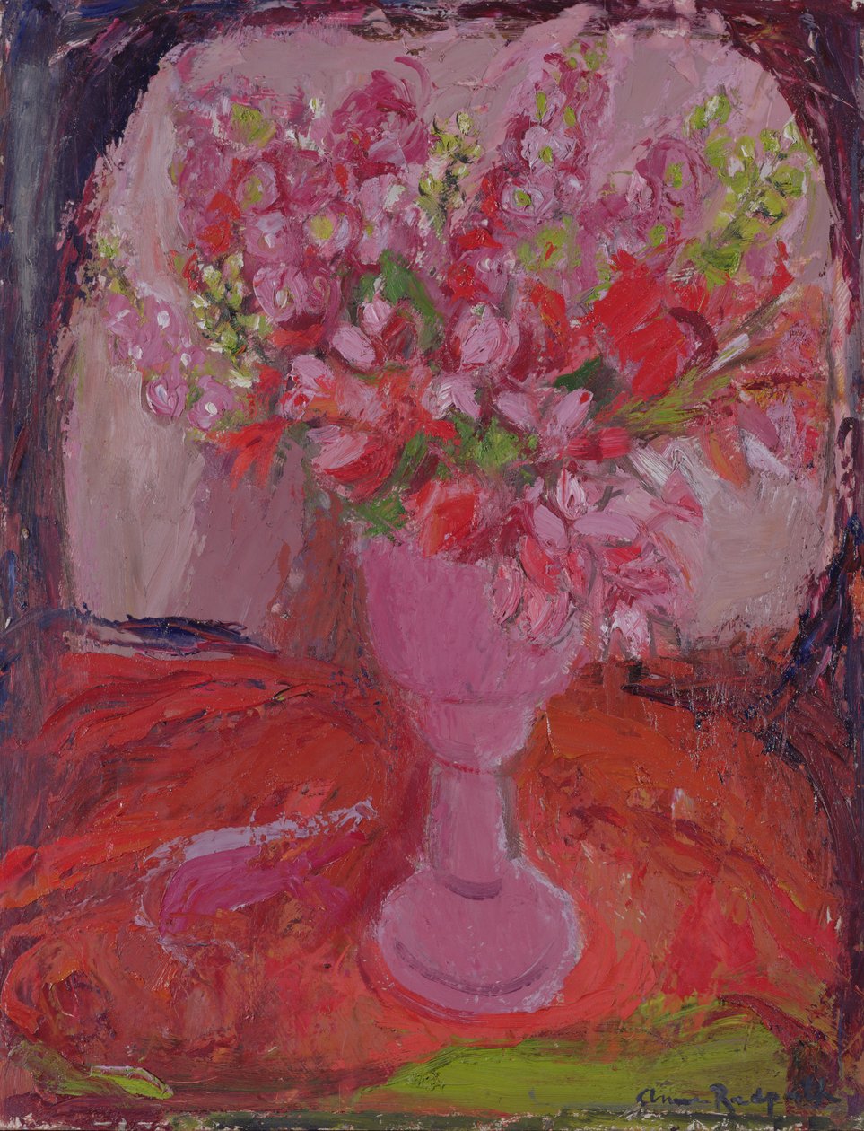 Pink Flowers, c.1948 (óleo a bordo) de Anne Redpath