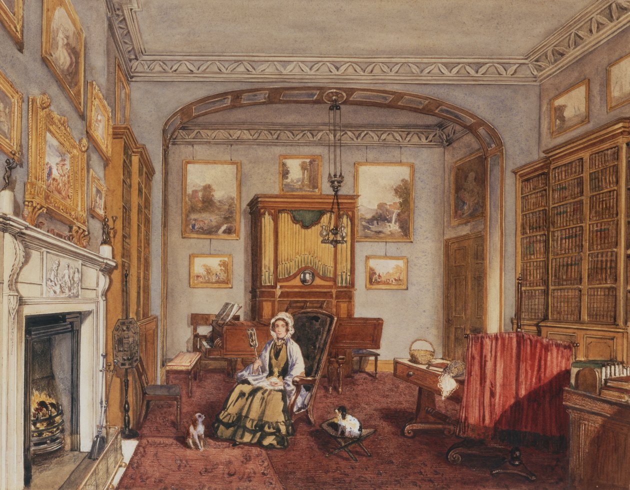 O Boudoir em Northwick Park, c.1830 (lápis e aquarela) de Anne Rushout