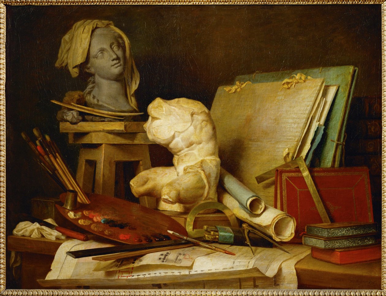 Os atributos da pintura, da escultura e da ... de Anne Vallayer Coster