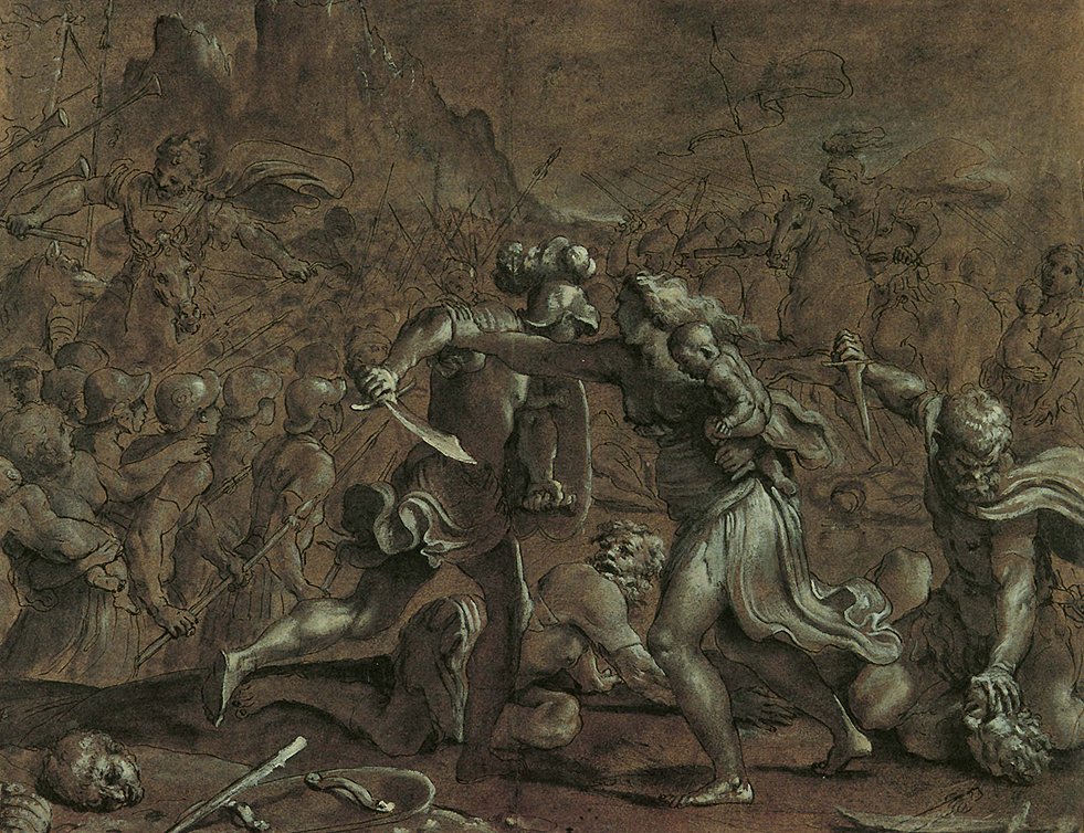 Batalha dos romanos e sabinos de Annibale Carracci