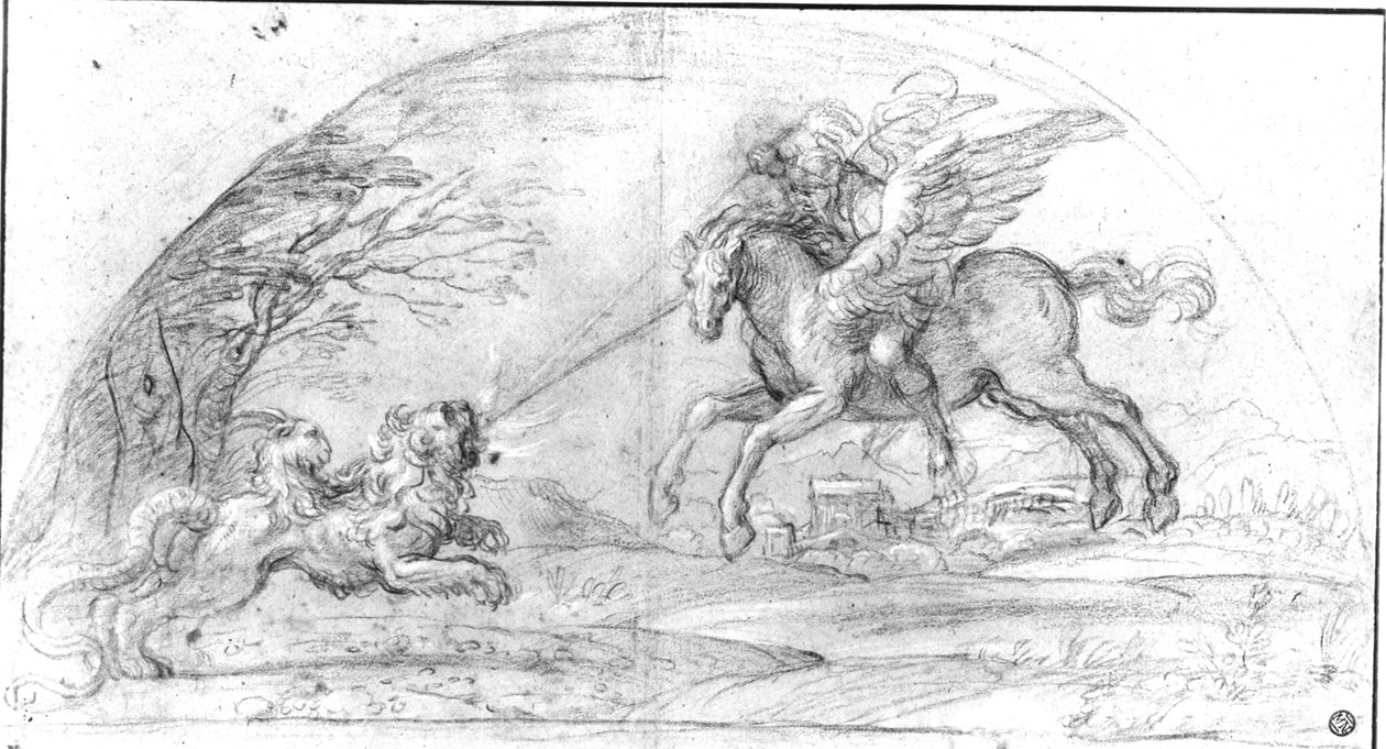 Bellerophon luta contra a quimera de Annibale Carracci