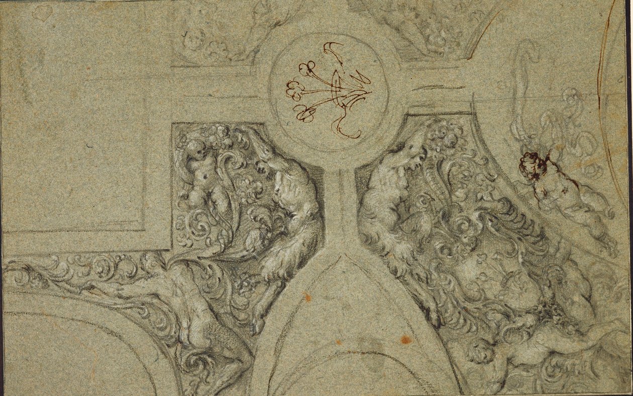 Projeto para o quadro decorativo do teto para o Camerino Farnese de Annibale Carracci
