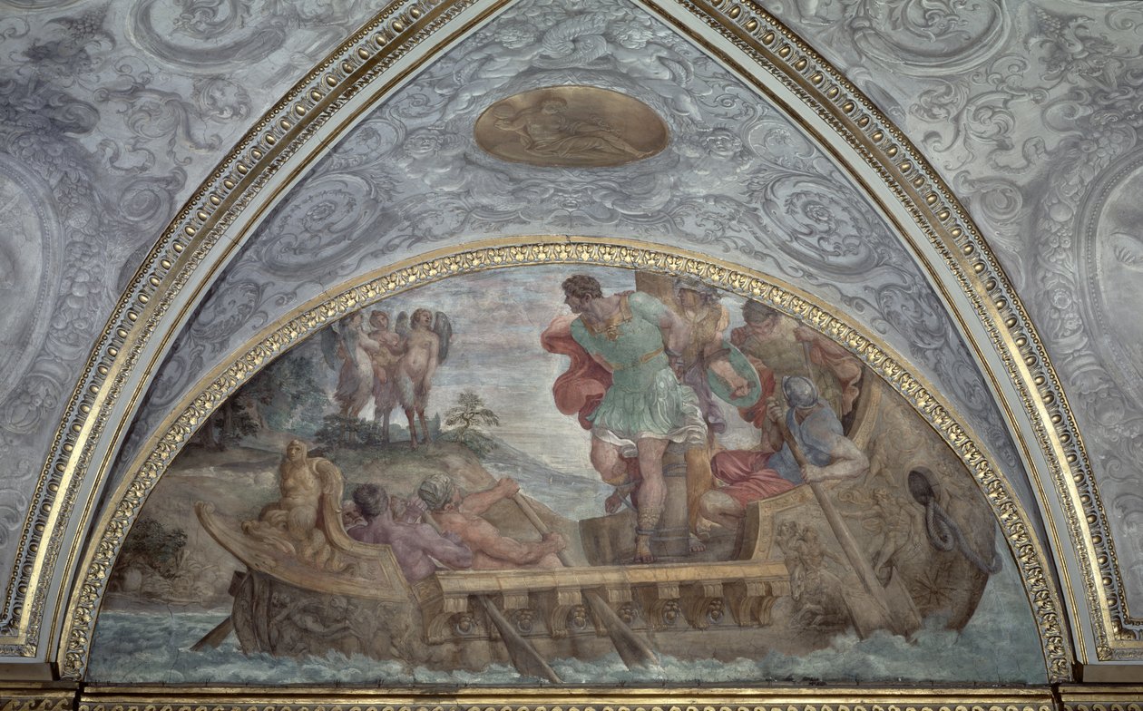 Lunette representando Ulisses e as sereias, do &39;Camerino&39;, 1596 de Annibale Carracci