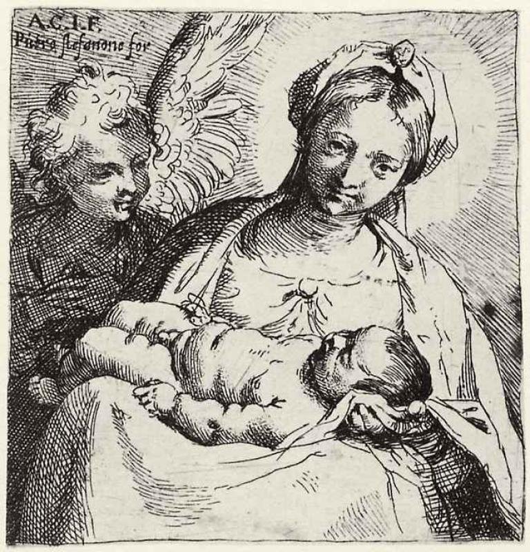 Madonna e criança com um anjo de Annibale Carracci