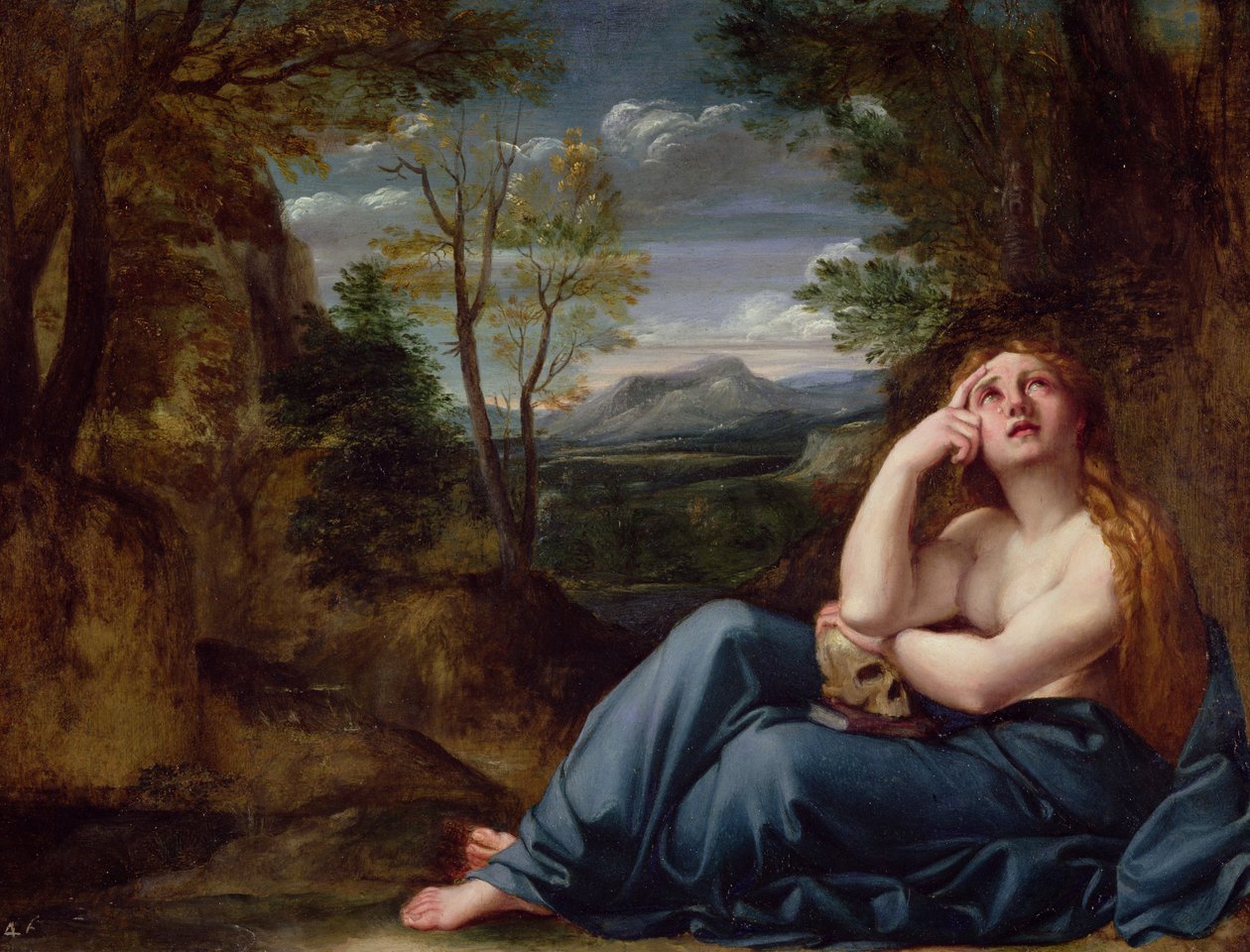 Maria Madalena em uma paisagem, c.1599 (óleo em cobre) de Annibale Carracci