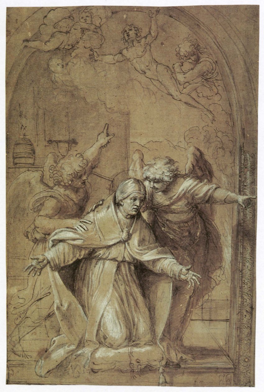São Gregório, orando por almas no purgatório de Annibale Carracci