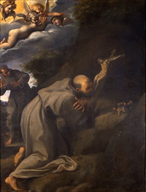 São Francisco em adoração ao crucifixo de Annibale Carracci
