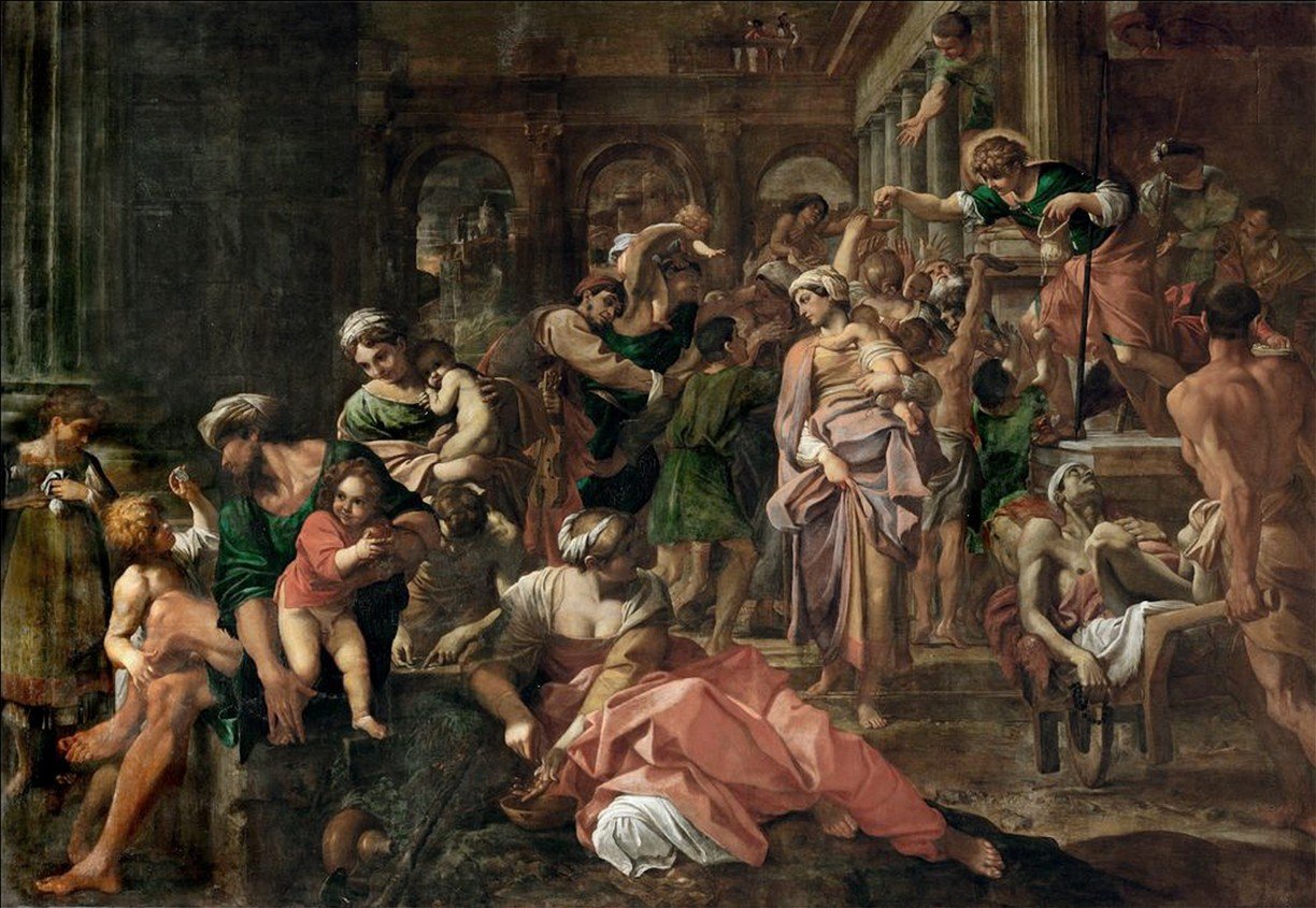 San Rocco dando esmola aos pobres de Annibale Carracci