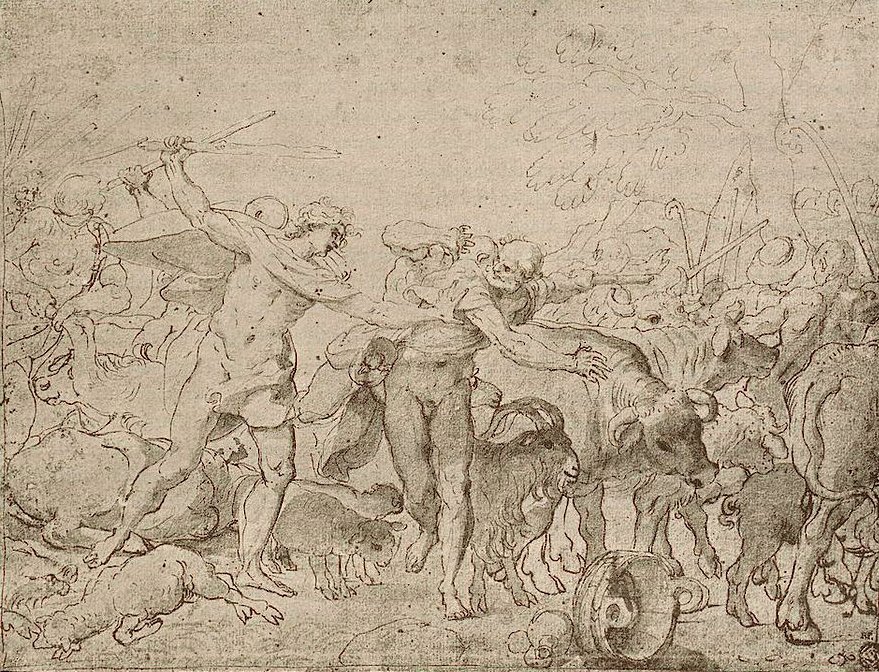 Esboço para Frescos do Palazzo Magnani de Annibale Carracci