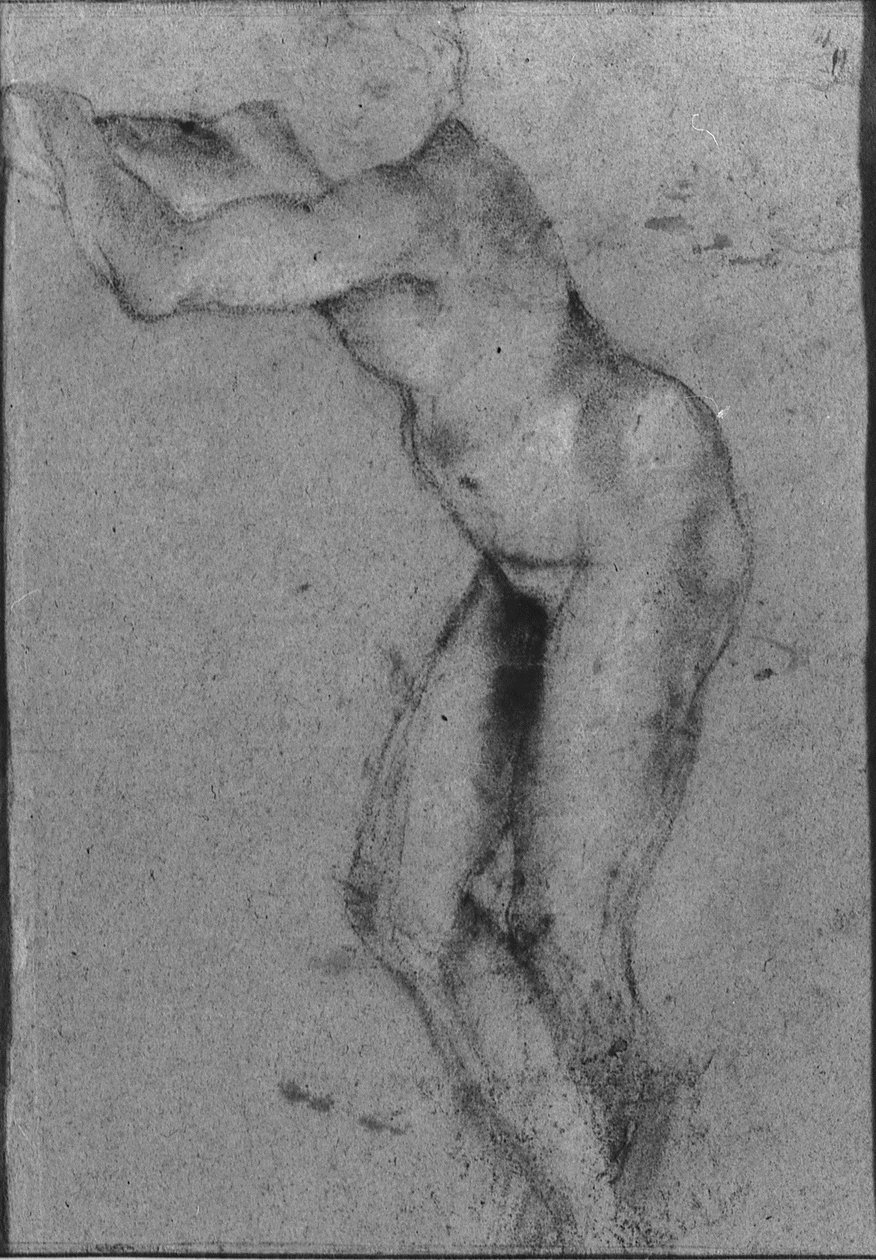 Esboço para uma figura decorativa no Palazzo Magnani, em Bolonha de Annibale Carracci