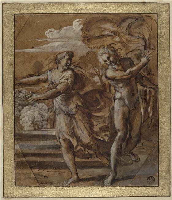 Estudo para afrescos de Lupercalia Palazzo Magnani, Bolonha de Annibale Carracci