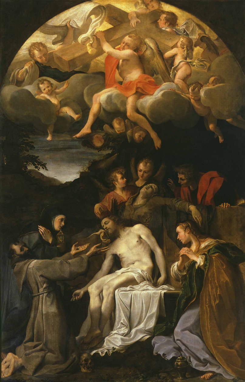 A lamentação sobre o Cristo morto com os santos de Annibale Carracci