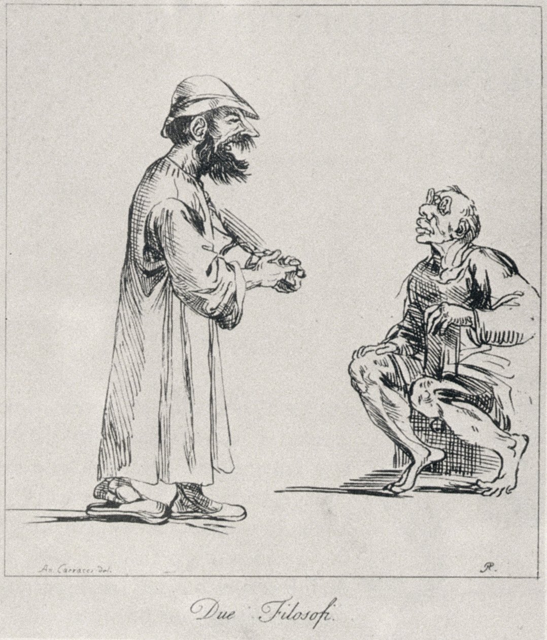 Dois filósofos, gravados por Arthur Pond, 1739 de Annibale Carracci