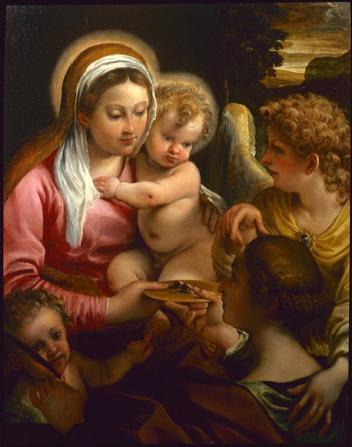 Virgem e menino com Santa Luzia e o jovem João Batista de Annibale Carracci