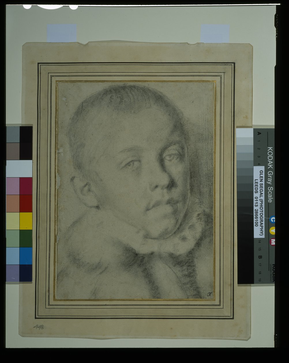 Cabeça de retrato de um jovem rapaz (giz preto e carvão vegetal sobre papel) de Annibale (follower of) Carracci