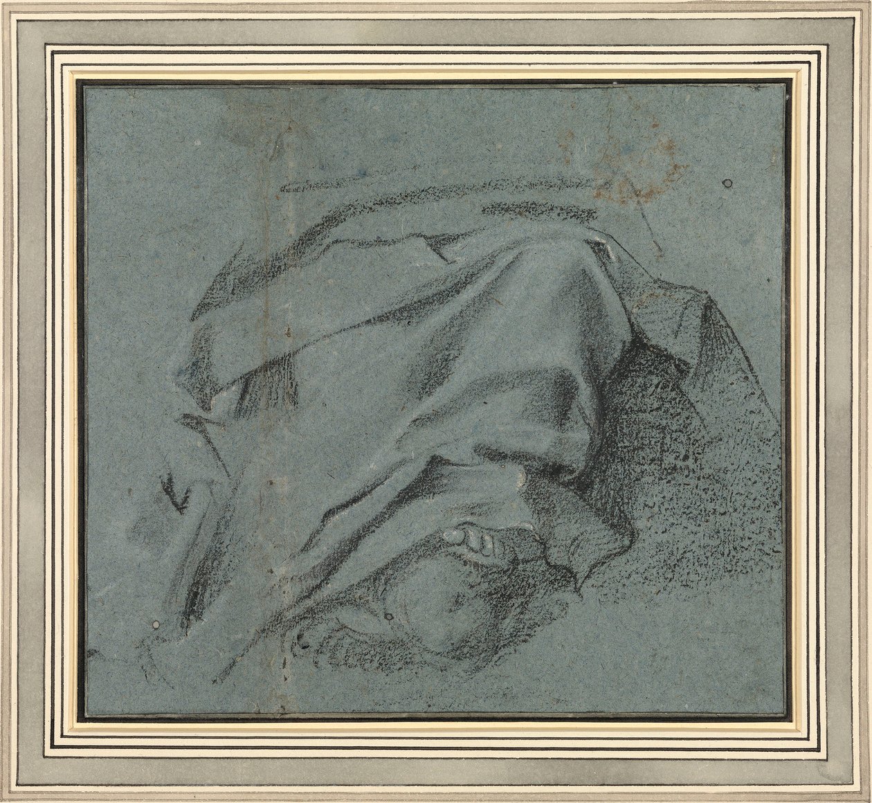 Carracci - Estudo para o panejamento das pernas da Virgem para o retábulo da Assunção, S.Maria del Popolo, RCIN 902108 de Annibale Carracci