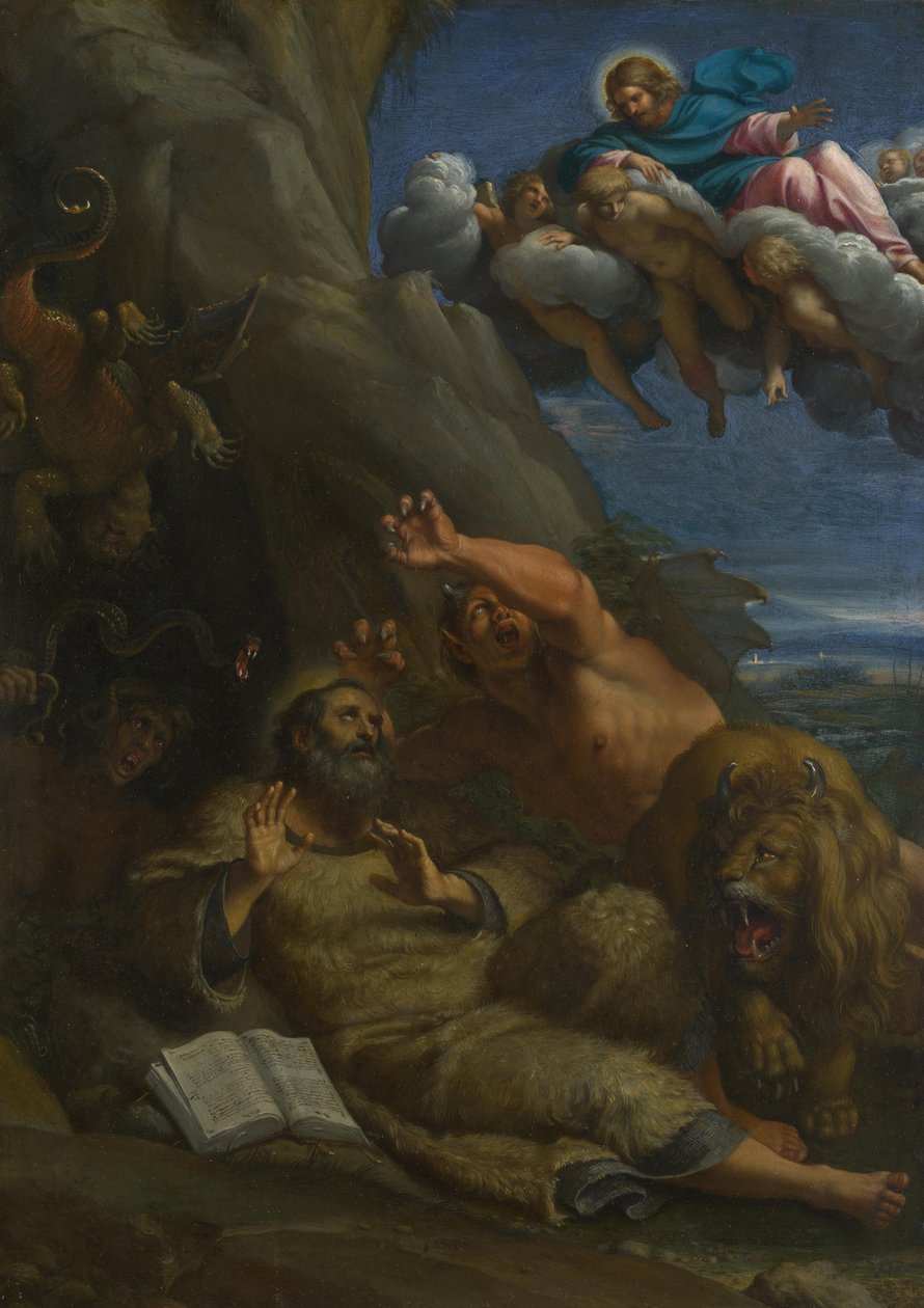 Cristo aparecendo a Santo Antônio Abade durante sua Tentação, c. 1598 de Annibale Carracci
