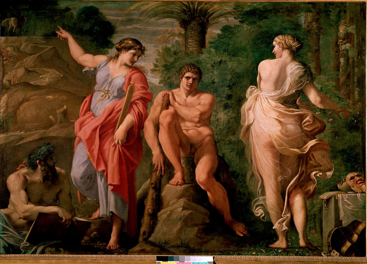 Hércules (Heracles) no cruzamento Pintura de Annibale Carracci (Annibal Carrache) (1560-1609). 1596 Dim. 167x237 cm Museo Nazionale di Capodimonte, Nápoles. de Annibale Carracci