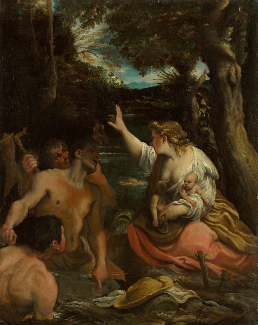 Latona e os camponeses da Lícia Latona protegendo seus filhos, 1585. de Annibale Carracci