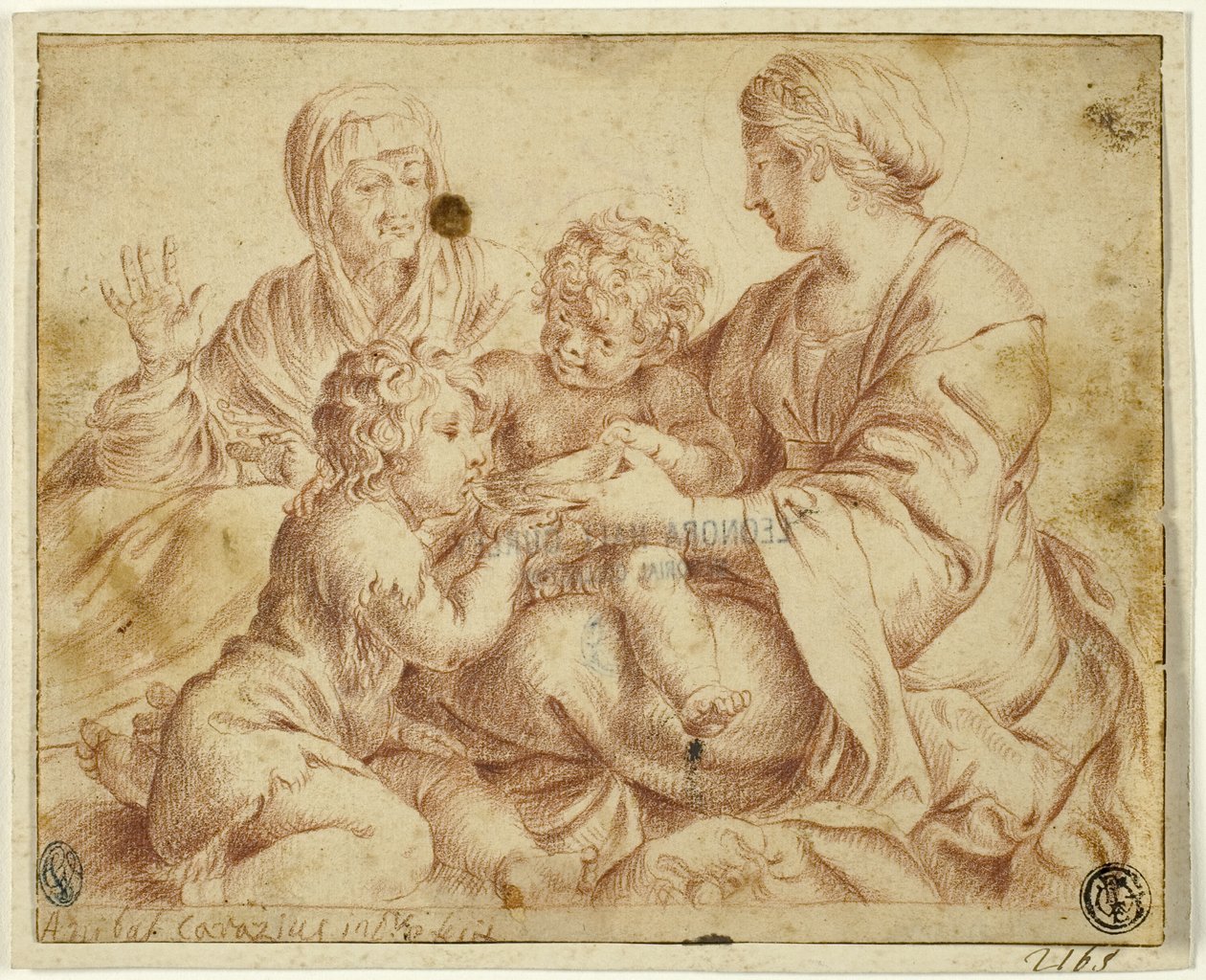 Madonna e Criança com Santos Elizabeth e John the Baptist de Annibale Carracci