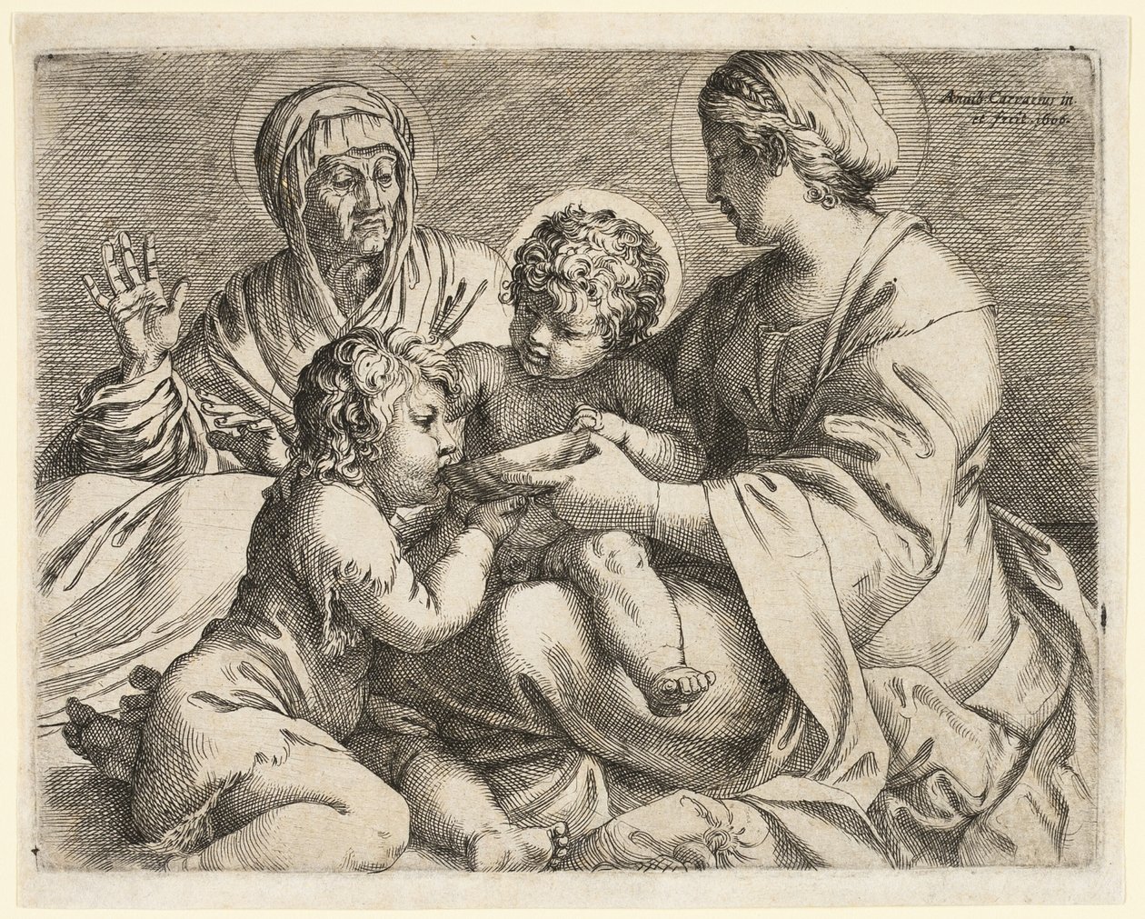 Madonna e Criança com Santa Isabel e João Baptista de Annibale Carracci
