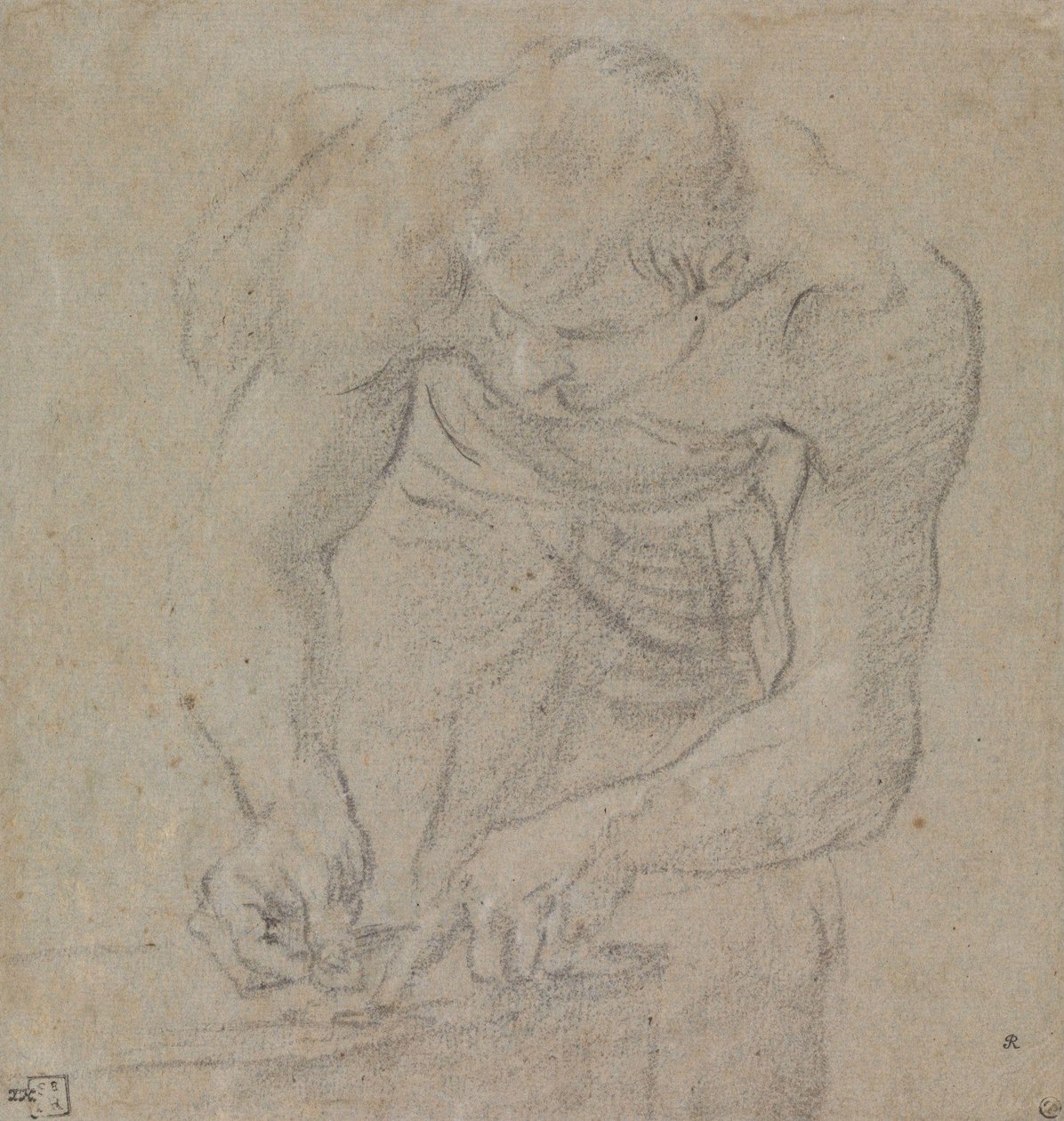 Homem a contar moedas de Annibale Carracci