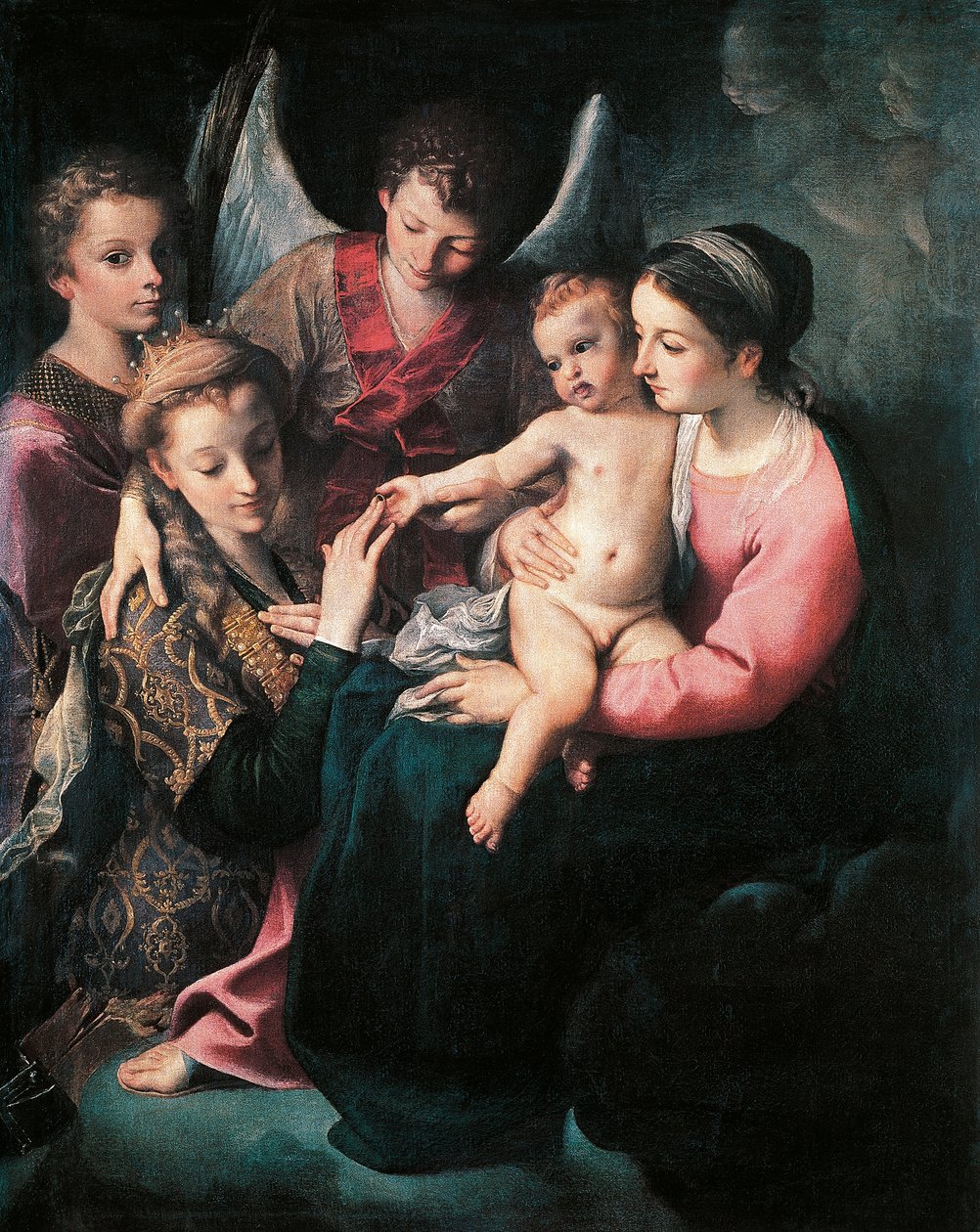 Casamento Místico de Santa Catarina, de Annibale Carracci (1560-1609), óleo sobre tela de Annibale Carracci