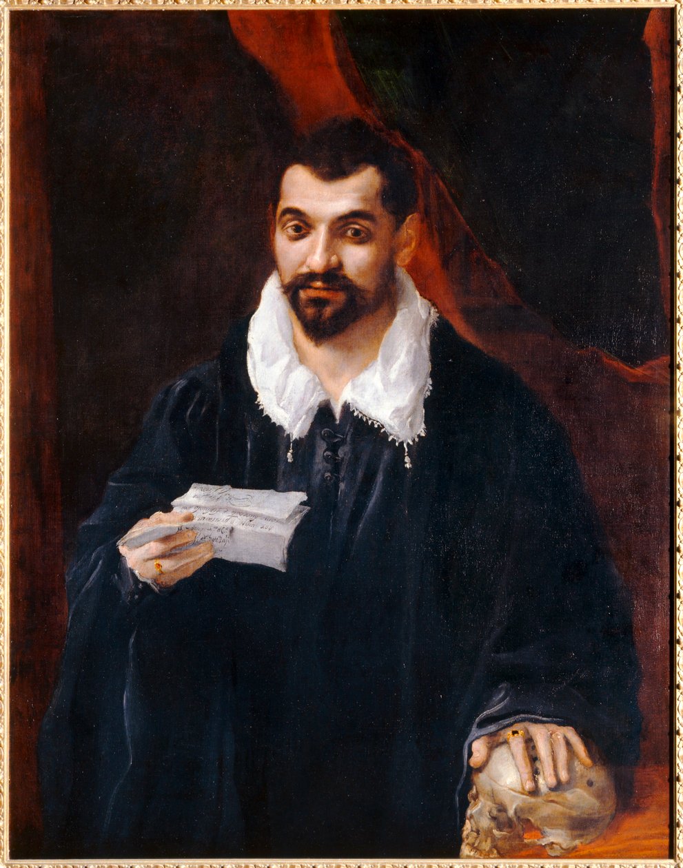 Retrato de um homem segurando uma caveira, anteriormente conhecido como ... de Annibale Carracci