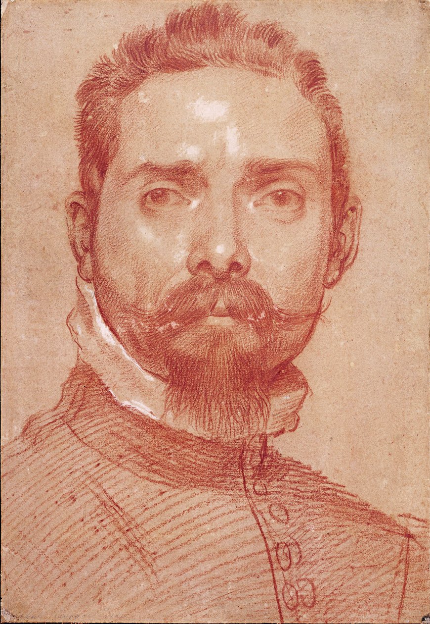 "Portrait du joueur de luth Giulio mascheroni" Sanguine d