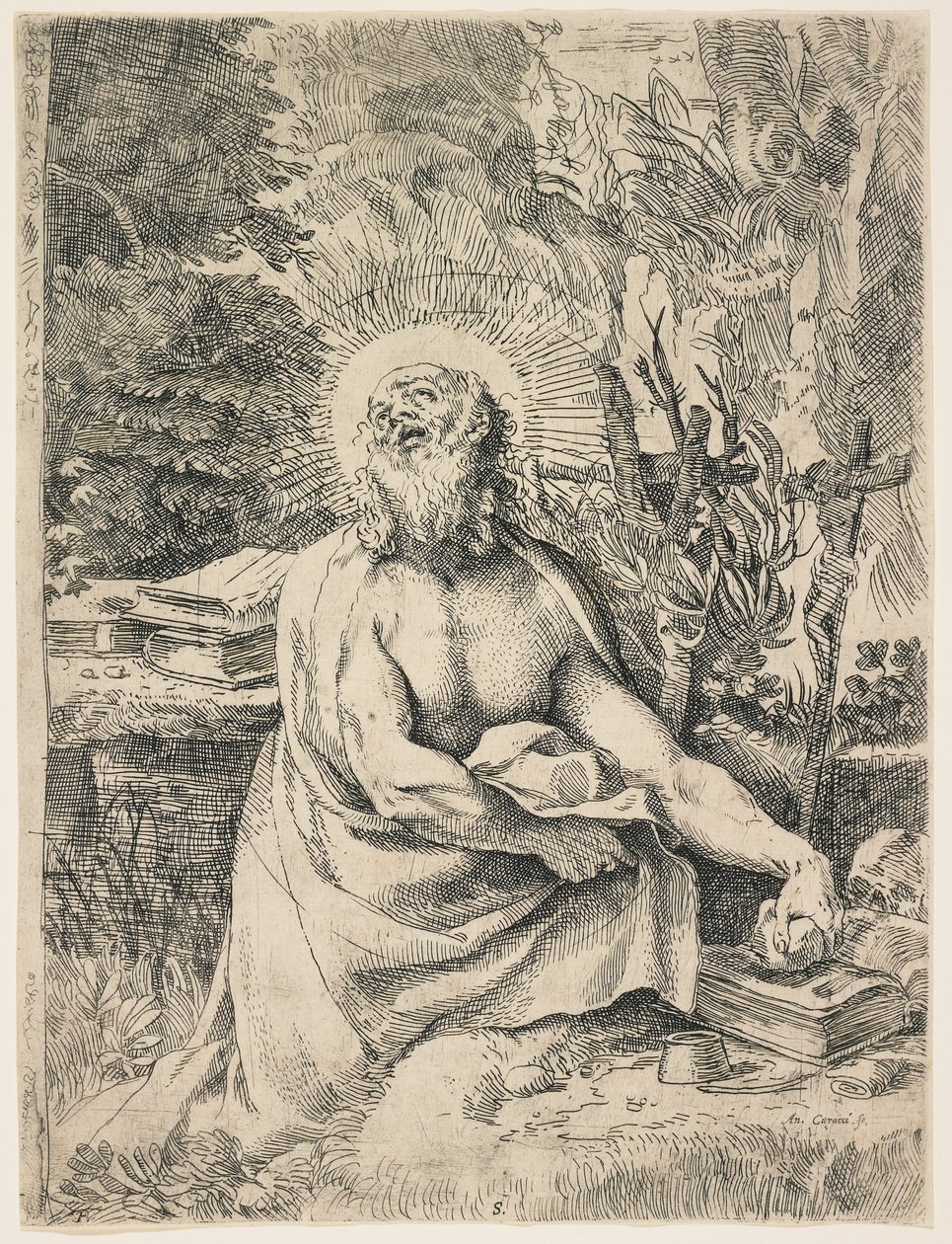 São Jerônimo no Deserto, c. 1591 de Annibale Carracci