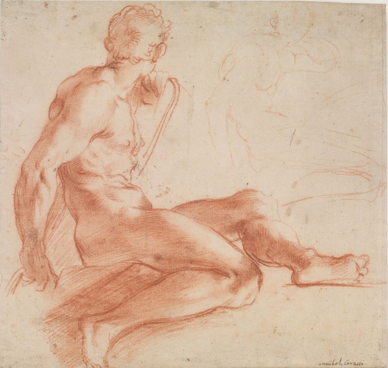 Sitzender männlicher Akt de Annibale Carracci