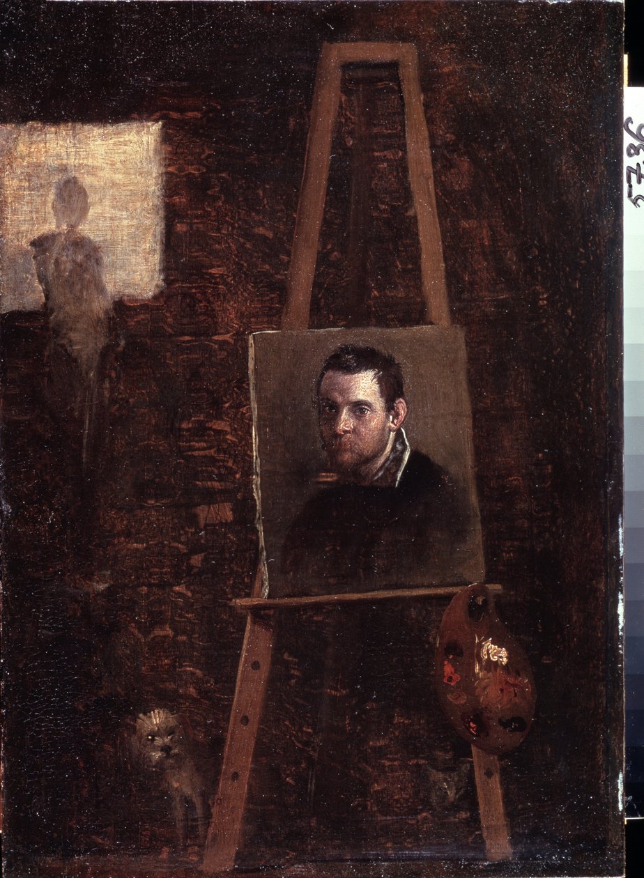 Auto-retrato no cavalete, 1603-04 de Annibale Carracci