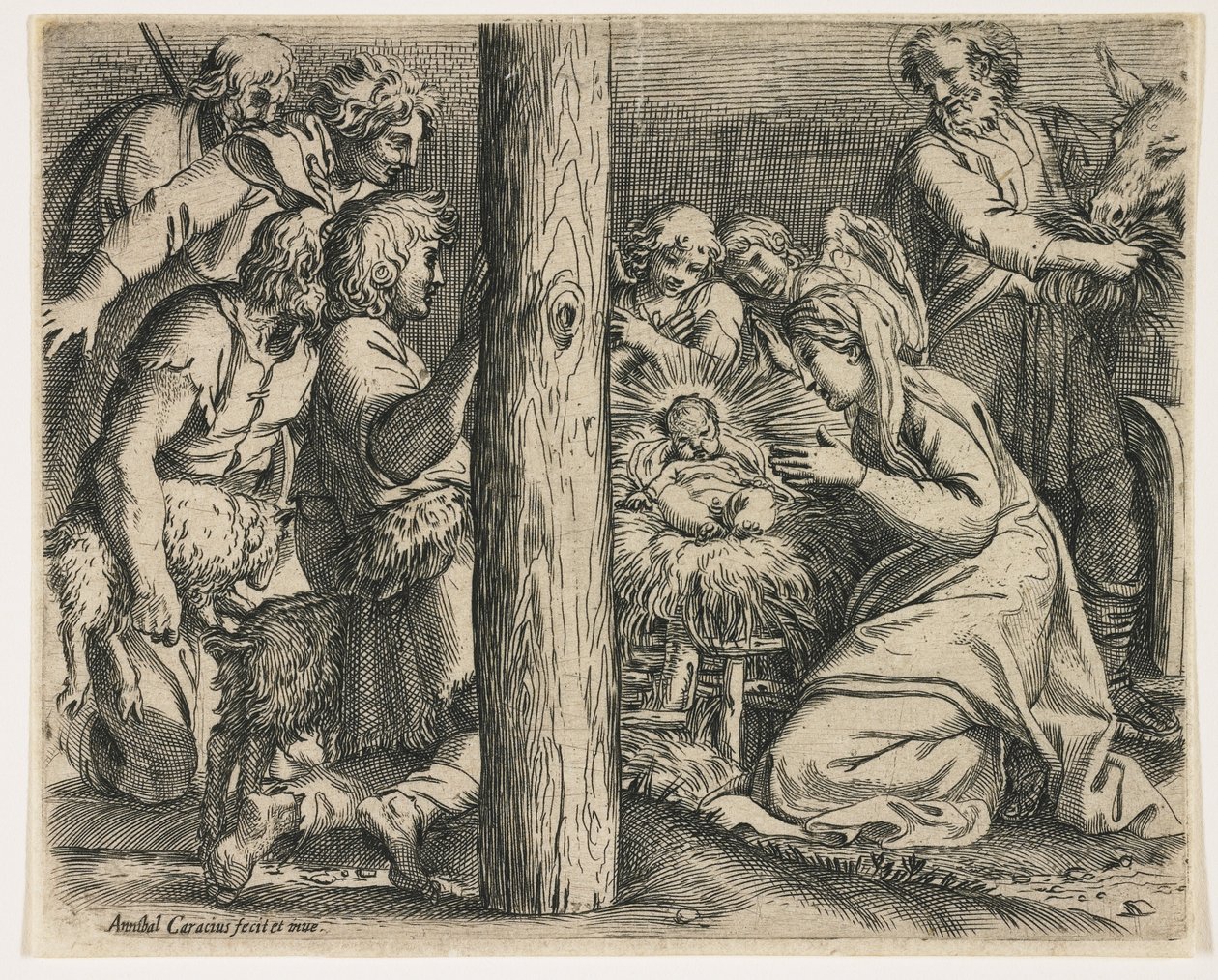 A adoração dos pastores, c. 1606 de Annibale Carracci