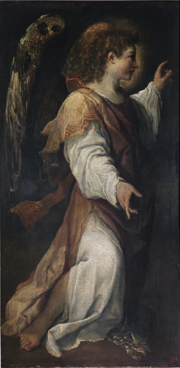 O Anjo da Anunciação, detalhe (óleo sobre tela, c.1587) de Annibale Carracci