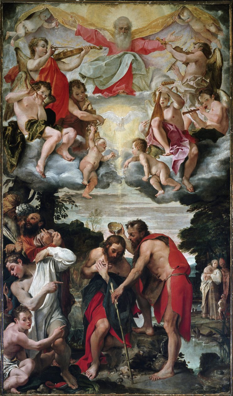O batismo de Cristo (óleo sobre tela de Annibale Carracci