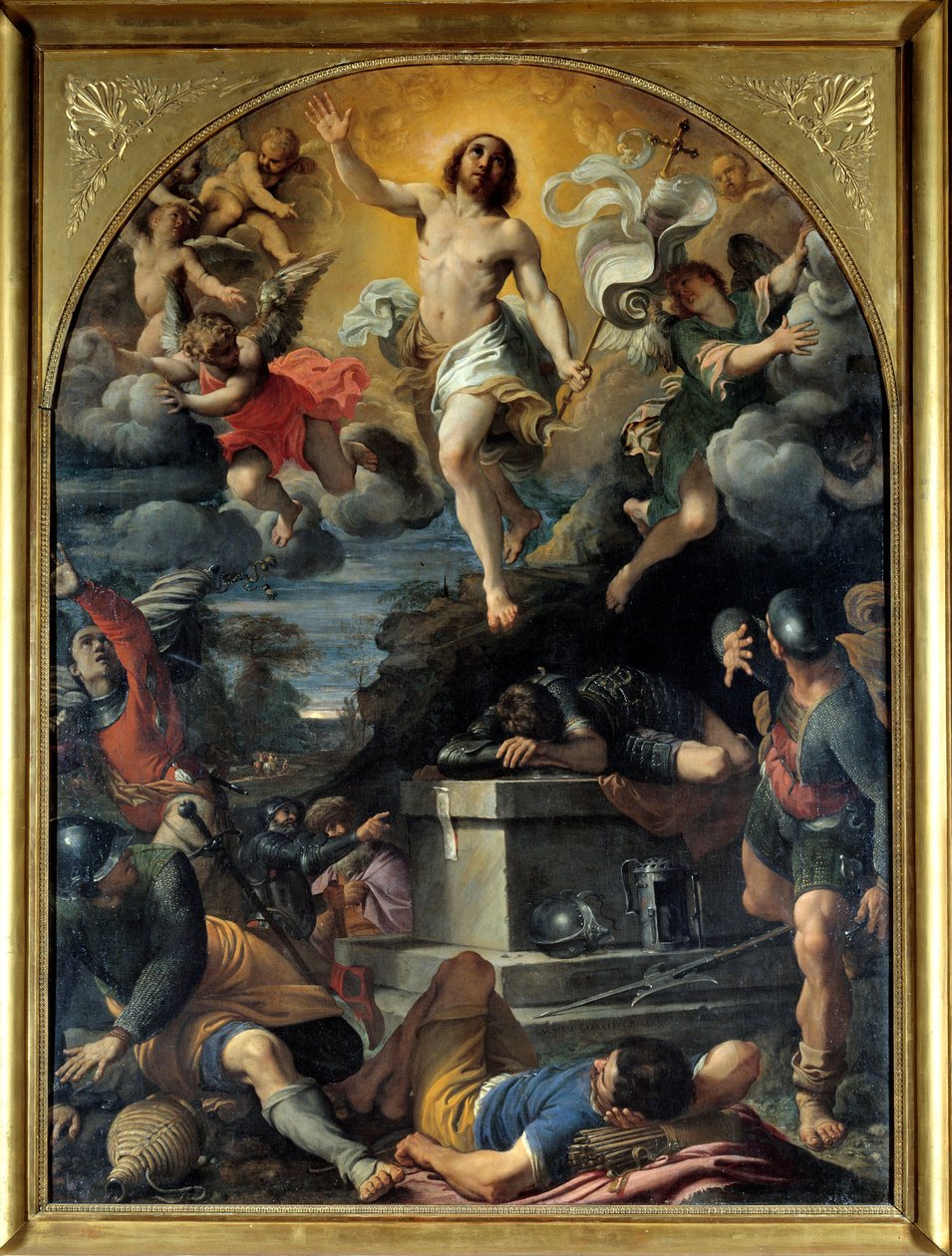 A ressurreição de Cristo. Pintura de Annibal Carracci Dit Carrache (1560-1609) de Annibale Carracci